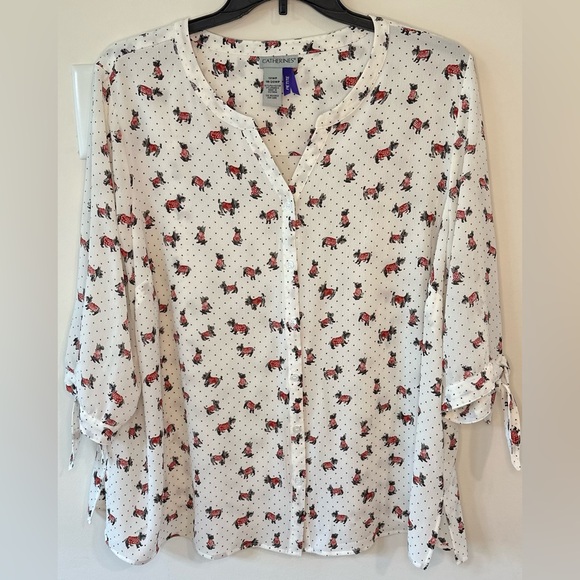 Catherines Women’s Petite Plus Size Scottie Dog Blouse Size 1X WP 18/20WP - Picture 8 of 8